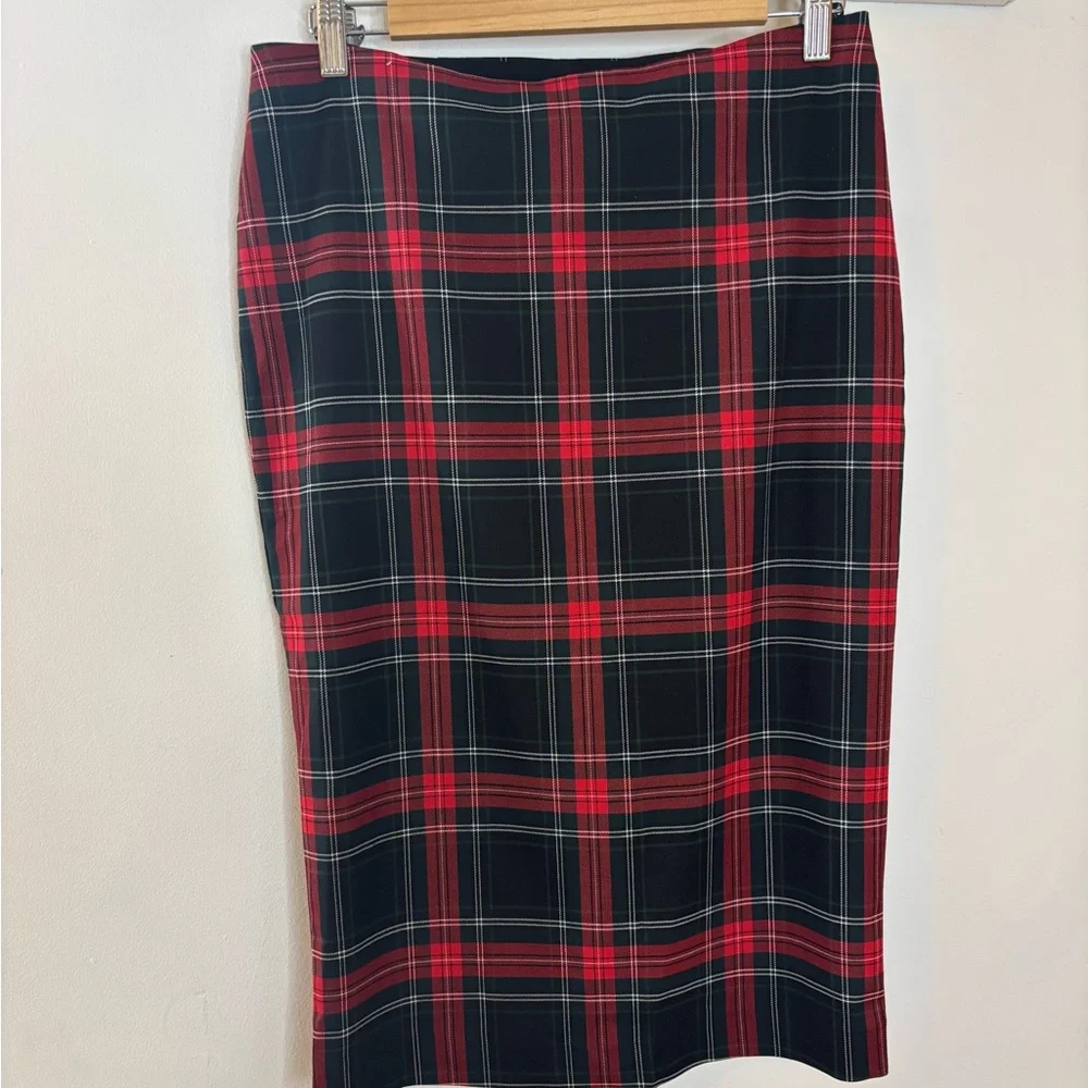 NWOT Express Tartan Plaid High Waist Pencil Midi Skirt - Picture 3 of 11